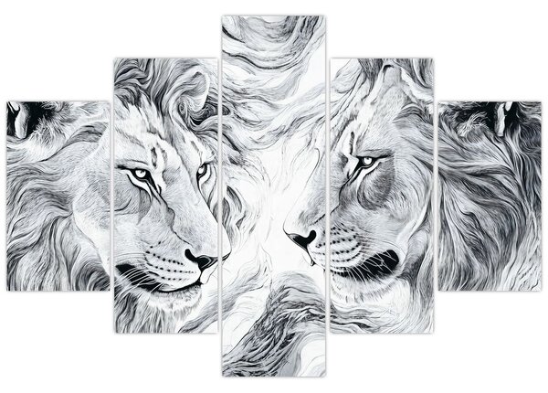 Slika - Nacrtane glave lavova (150x105 cm)