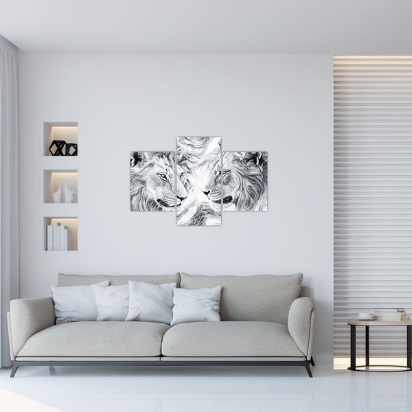 Slika - Nacrtane glave lavova (90x60 cm)