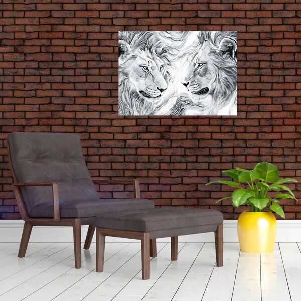 Slika - Nacrtane glave lavova (70x50 cm)