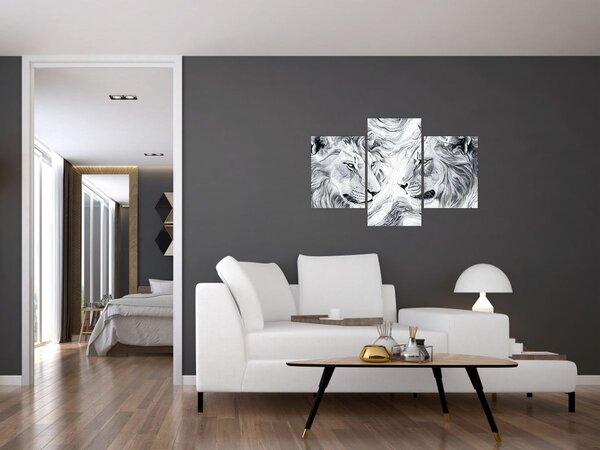 Slika - Nacrtane glave lavova (90x60 cm)
