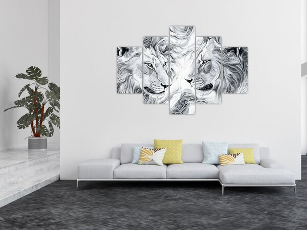 Slika - Nacrtane glave lavova (150x105 cm)