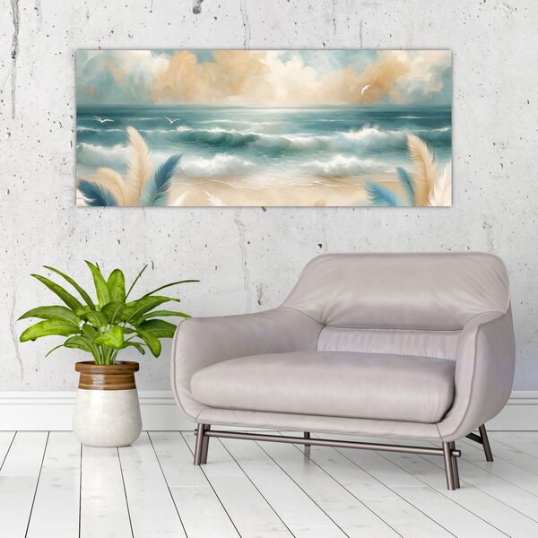Slika – Oslikana plaža u nježnim bojama (120x50 cm)