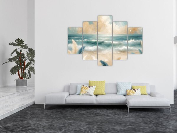 Slika – Oslikana plaža u nježnim bojama (150x105 cm)