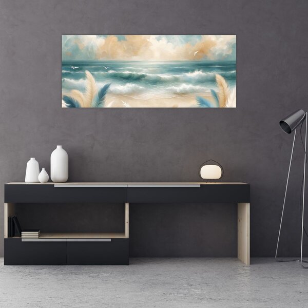 Slika – Oslikana plaža u nježnim bojama (120x50 cm)