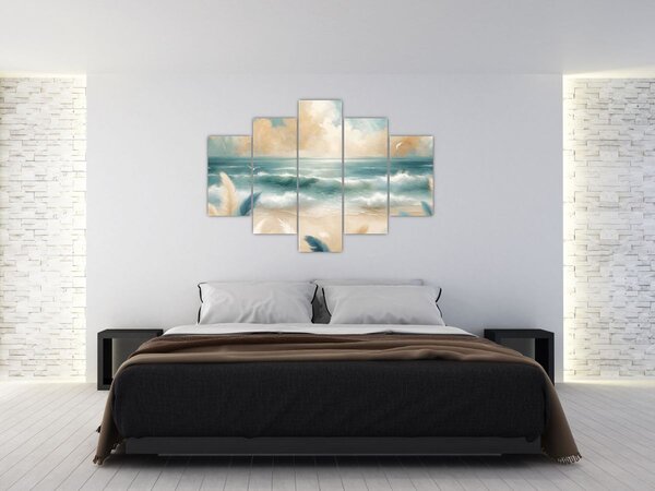 Slika – Oslikana plaža u nježnim bojama (150x105 cm)