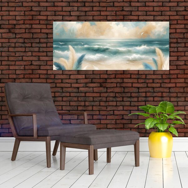 Slika – Oslikana plaža u nježnim bojama (120x50 cm)
