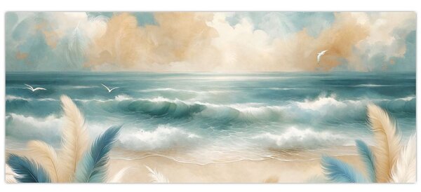 Slika – Oslikana plaža u nježnim bojama (120x50 cm)