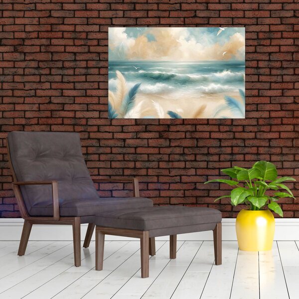 Slika – Oslikana plaža u nježnim bojama (90x60 cm)