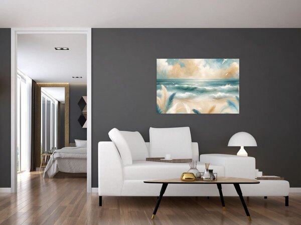 Slika – Oslikana plaža u nježnim bojama (90x60 cm)