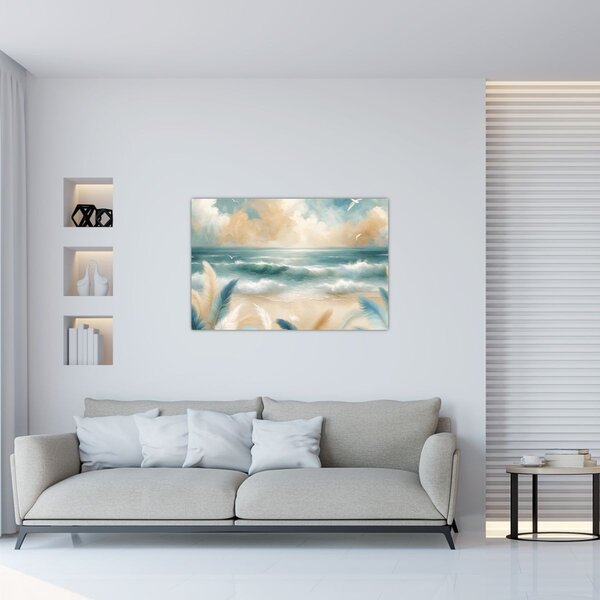 Slika – Oslikana plaža u nježnim bojama (90x60 cm)