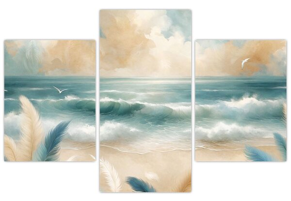 Slika – Oslikana plaža u nježnim bojama (90x60 cm)