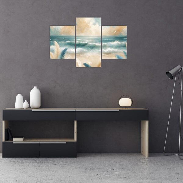 Slika – Oslikana plaža u nježnim bojama (90x60 cm)