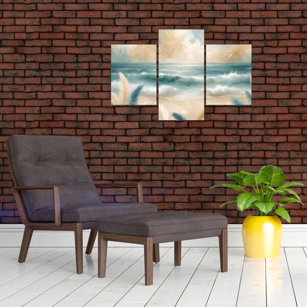 Slika – Oslikana plaža u nježnim bojama (90x60 cm)