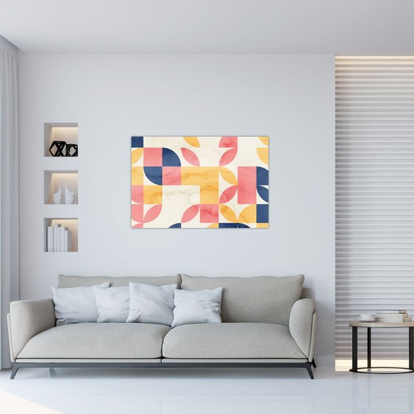 Slika - Apstrakcija s retro uzorcima (90x60 cm)