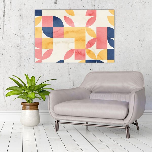 Slika - Apstrakcija s retro uzorcima (90x60 cm)