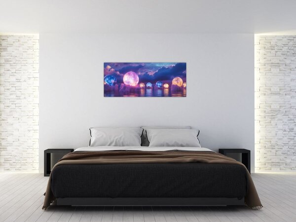 Slika - Planeti na vodi (120x50 cm)