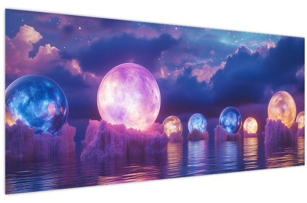 Slika - Planeti na vodi (120x50 cm)