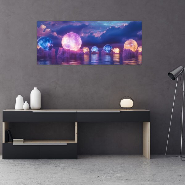 Slika - Planeti na vodi (120x50 cm)