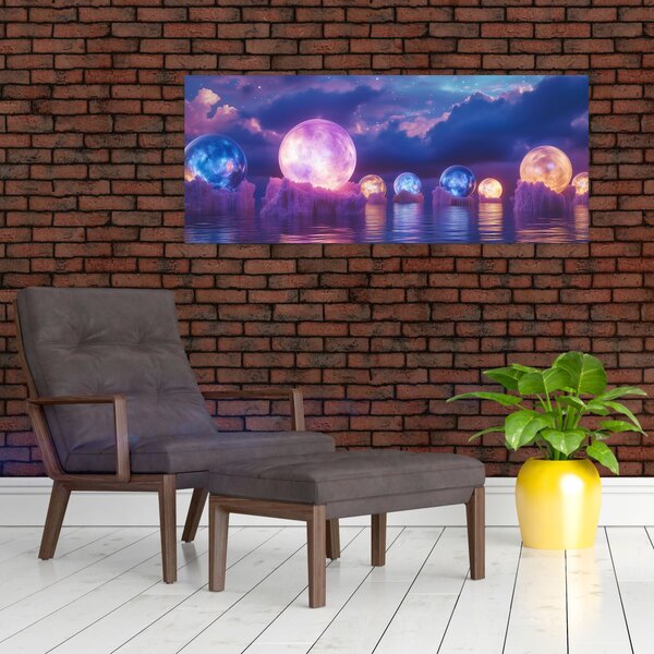Slika - Planeti na vodi (120x50 cm)