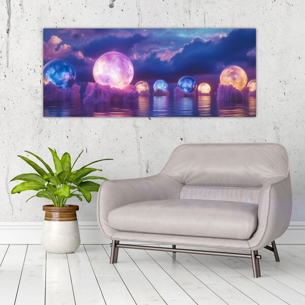 Slika - Planeti na vodi (120x50 cm)