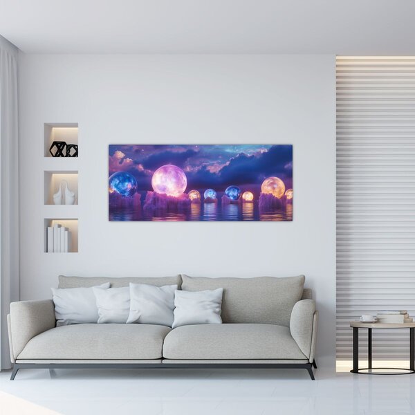 Slika - Planeti na vodi (120x50 cm)