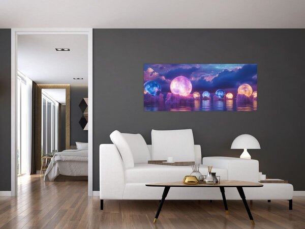 Slika - Planeti na vodi (120x50 cm)