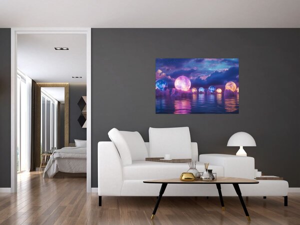 Slika - Planeti na vodi (90x60 cm)