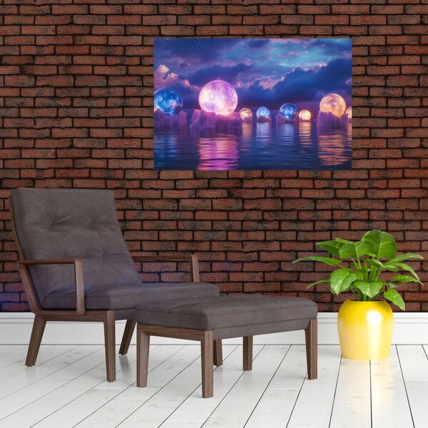 Slika - Planeti na vodi (90x60 cm)