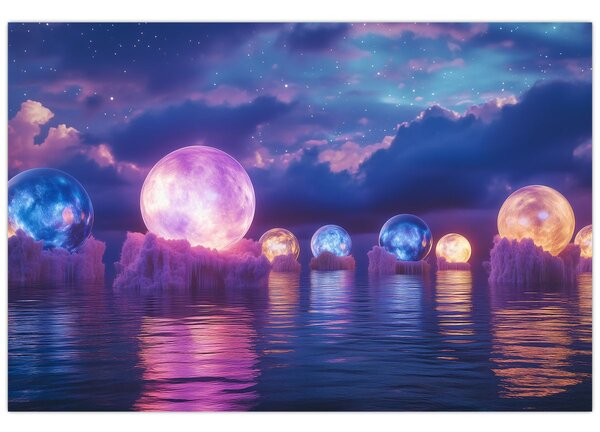 Slika - Planeti na vodi (90x60 cm)