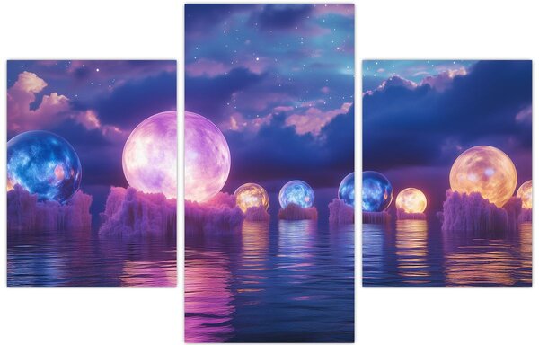 Slika - Planeti na vodi (90x60 cm)