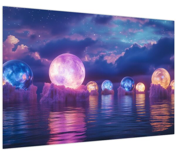 Slika - Planeti na vodi (90x60 cm)