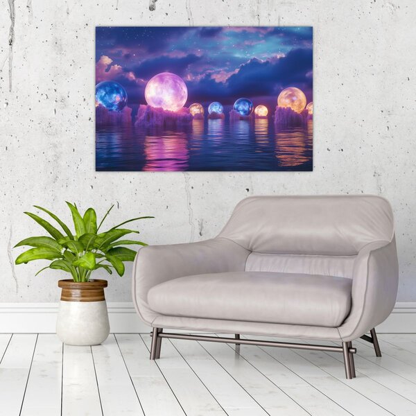 Slika - Planeti na vodi (90x60 cm)