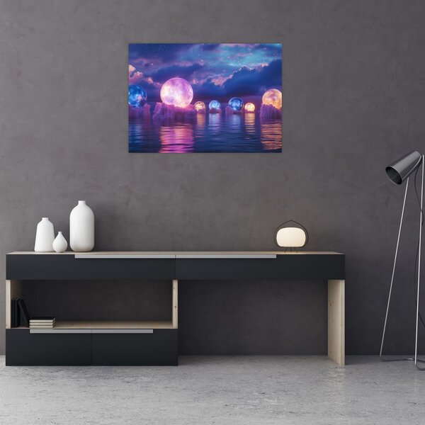 Slika - Planeti na vodi (70x50 cm)