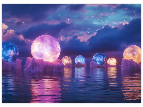Slika - Planeti na vodi (70x50 cm)
