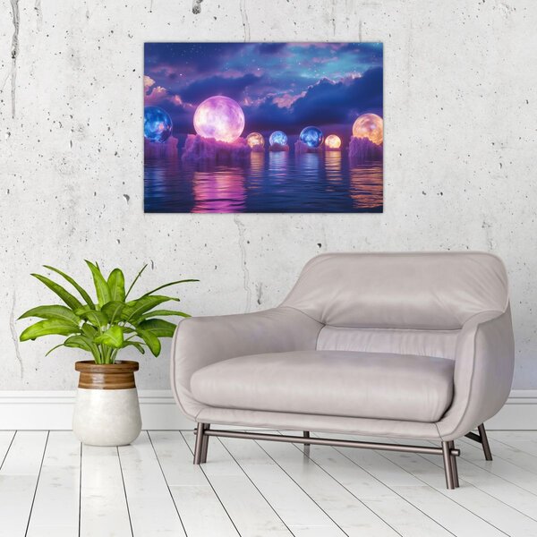 Slika - Planeti na vodi (70x50 cm)