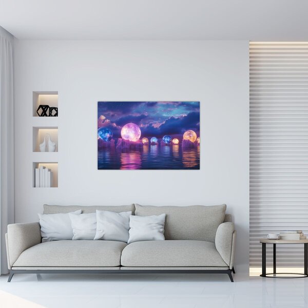 Slika - Planeti na vodi (90x60 cm)
