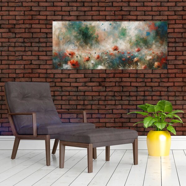 Slika – Apstrakcija polja s makovima (120x50 cm)