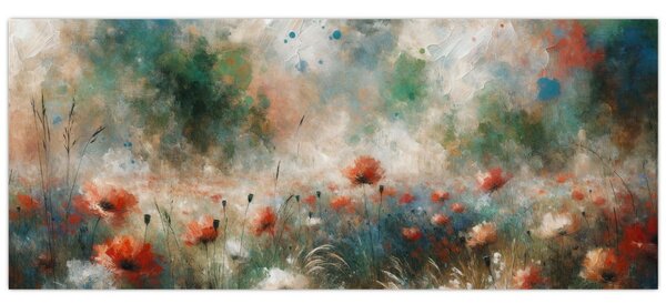 Slika – Apstrakcija polja s makovima (120x50 cm)
