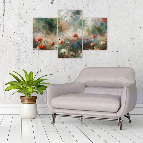 Slika – Apstrakcija polja s makovima (90x60 cm)