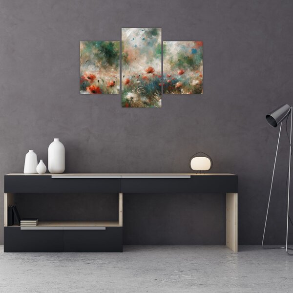 Slika – Apstrakcija polja s makovima (90x60 cm)