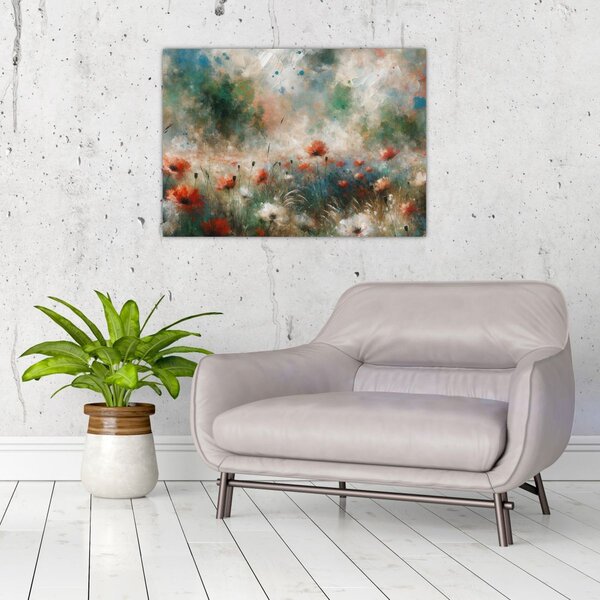 Slika – Apstrakcija polja s makovima (70x50 cm)
