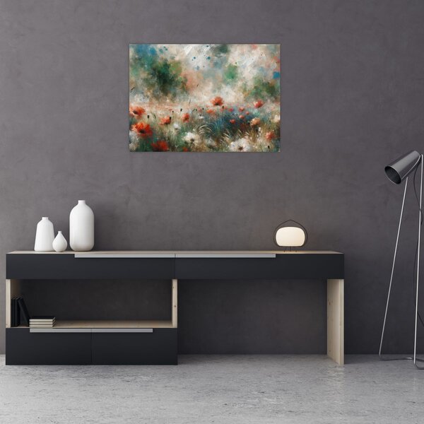 Slika – Apstrakcija polja s makovima (70x50 cm)