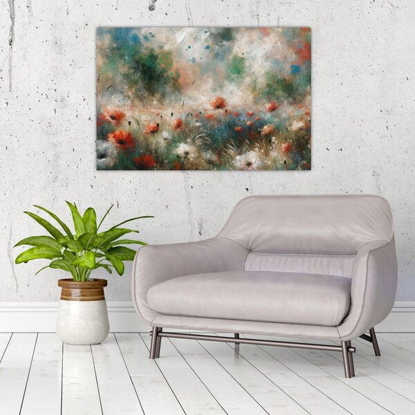 Slika – Apstrakcija polja s makovima (90x60 cm)