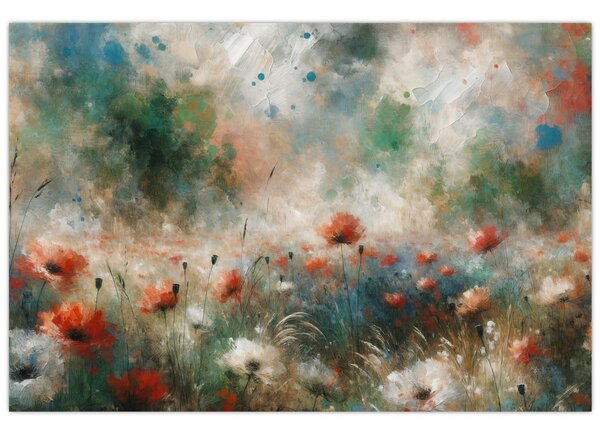 Slika – Apstrakcija polja s makovima (90x60 cm)