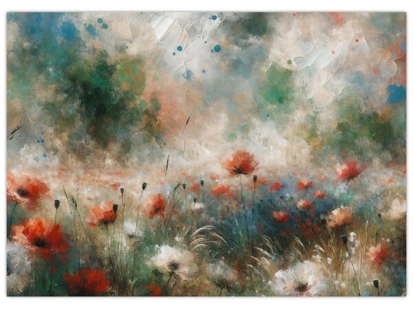 Slika – Apstrakcija polja s makovima (70x50 cm)