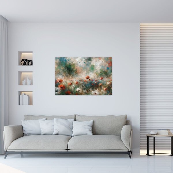 Slika – Apstrakcija polja s makovima (90x60 cm)