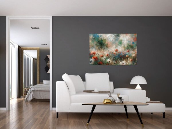 Slika – Apstrakcija polja s makovima (90x60 cm)