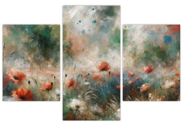 Slika – Apstrakcija polja s makovima (90x60 cm)