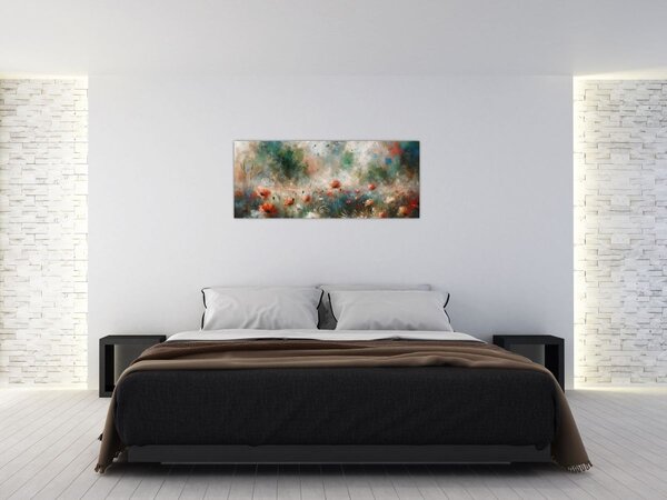 Slika – Apstrakcija polja s makovima (120x50 cm)