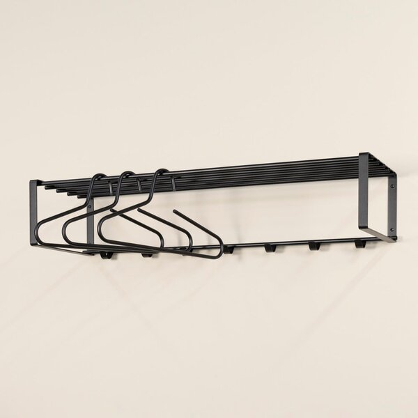 Crna metalna zidna vješalica s policom 100 cm Rex – Spinder Design